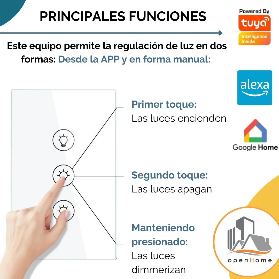 Interruptor De Luz Tactil Zigbee Dimmer De 2 C - Image 3