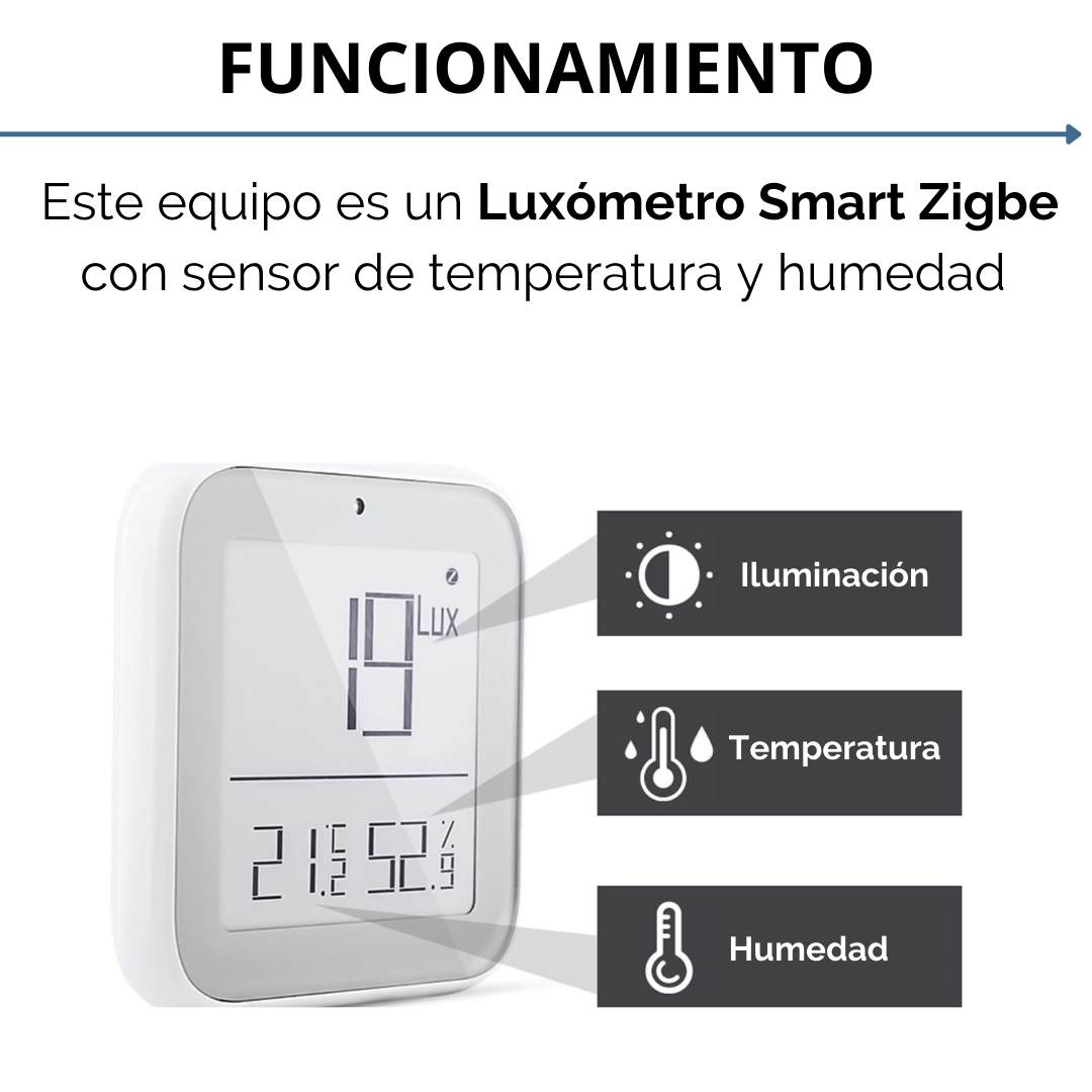 Sensor Luxometro con Temperatura y Humedad Smart Zigbee - Image 3