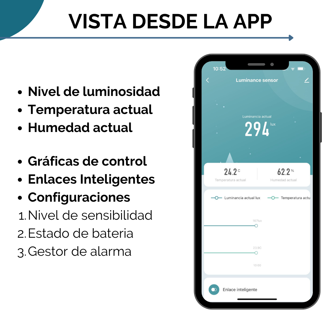 Sensor Luxometro con Temperatura y Humedad Smart Zigbee - Image 5