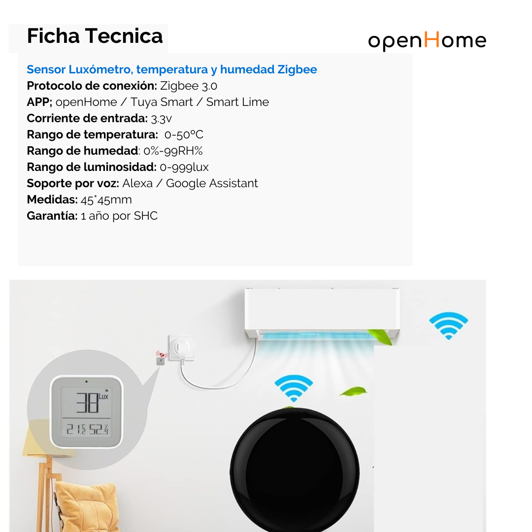 Sensor Luxometro con Temperatura y Humedad Smart Zigbee - Image 7