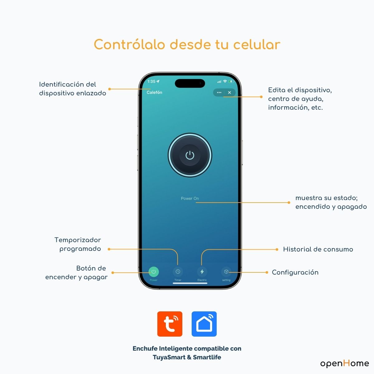 Enchufe Inteligente Wifi, 3 En Linea | Con Timer Y Consumo - Image 3